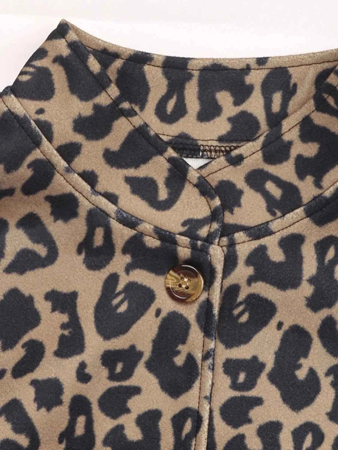 Leopard Print Casual Button Up Jacket