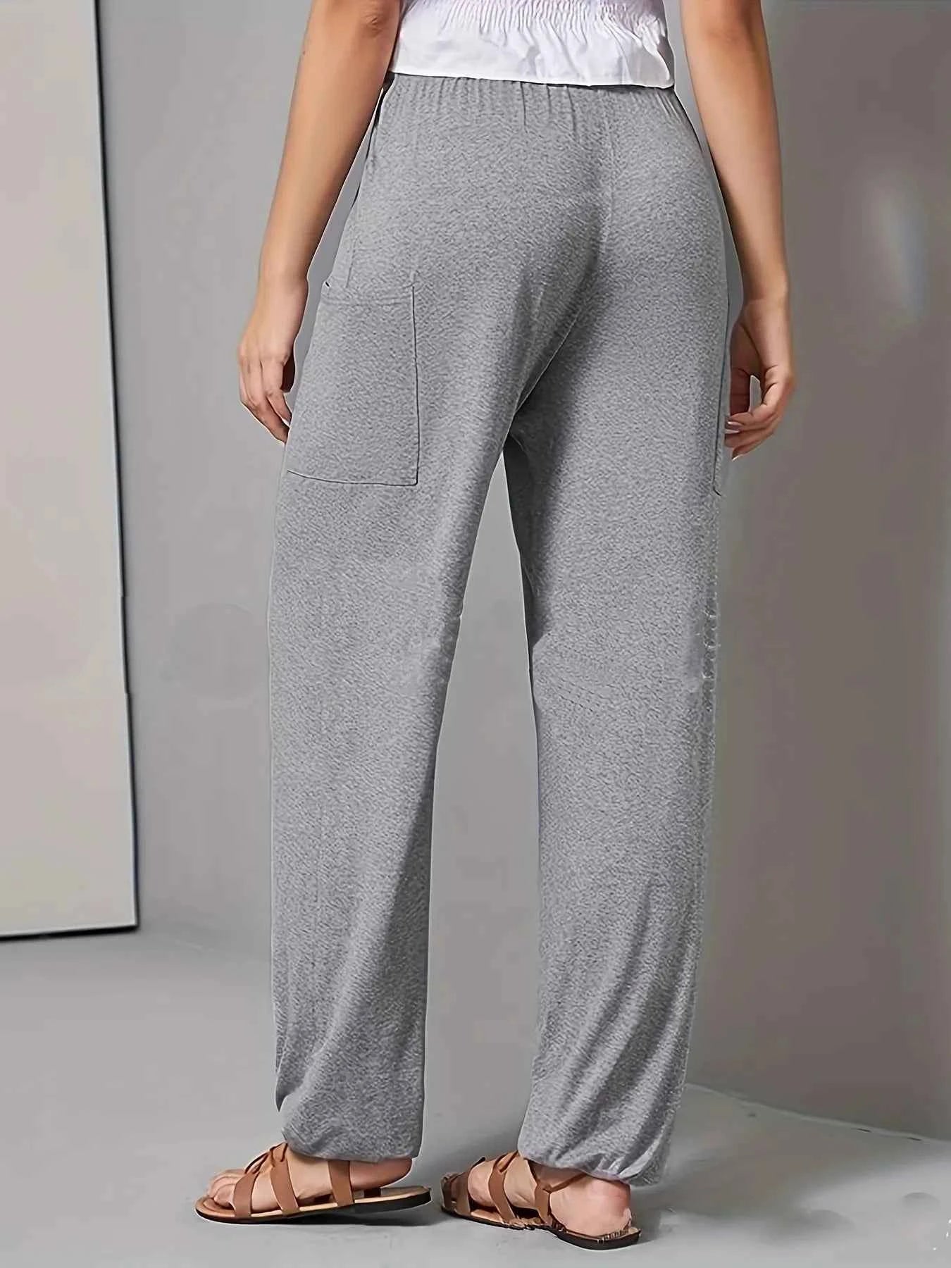 Drawstring Wide Leg Pants with Pockets