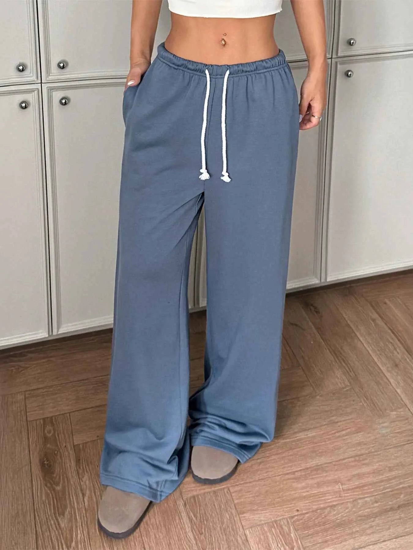 Drawstring Wide Leg Pants