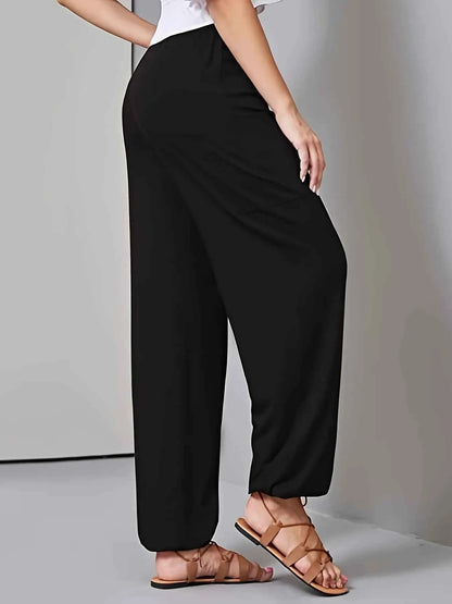 Drawstring Wide Leg Pants with Pockets