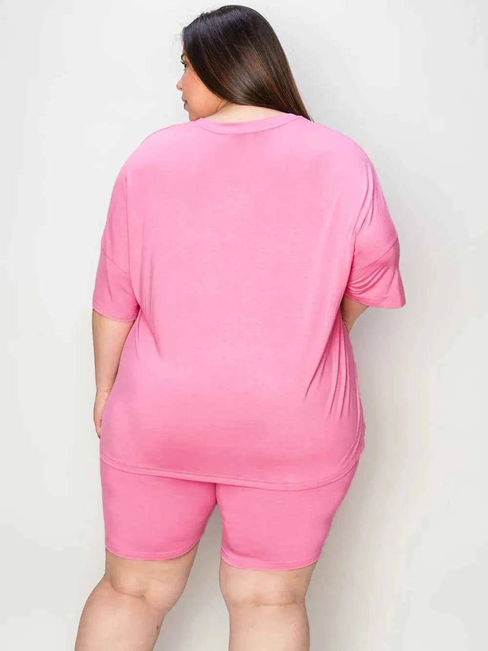 Basic Bae Full Size V-Neck Drop Shoulder T-Shirt and Shorts Set