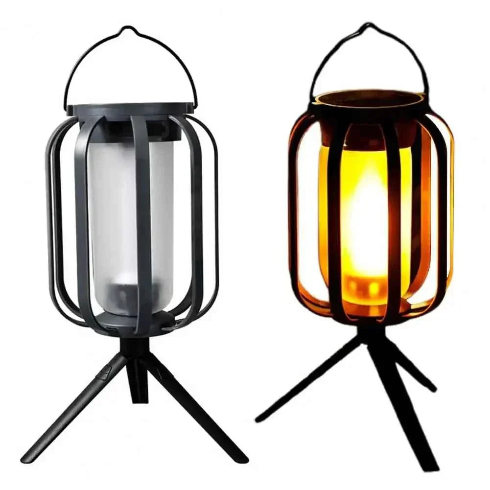Energy-saving solar camping light with tripod, waterproof and USB rechargeable portable lantern for outdoor hiking and emergencies