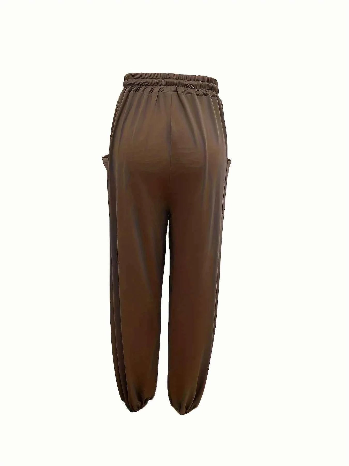 Drawstring Wide Leg Pants with Pockets