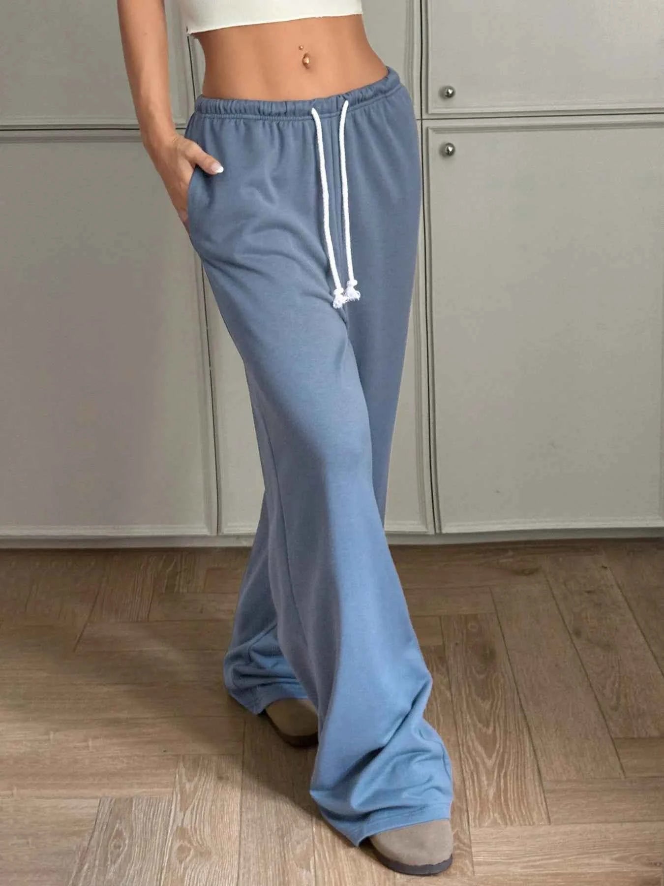 Drawstring Wide Leg Pants