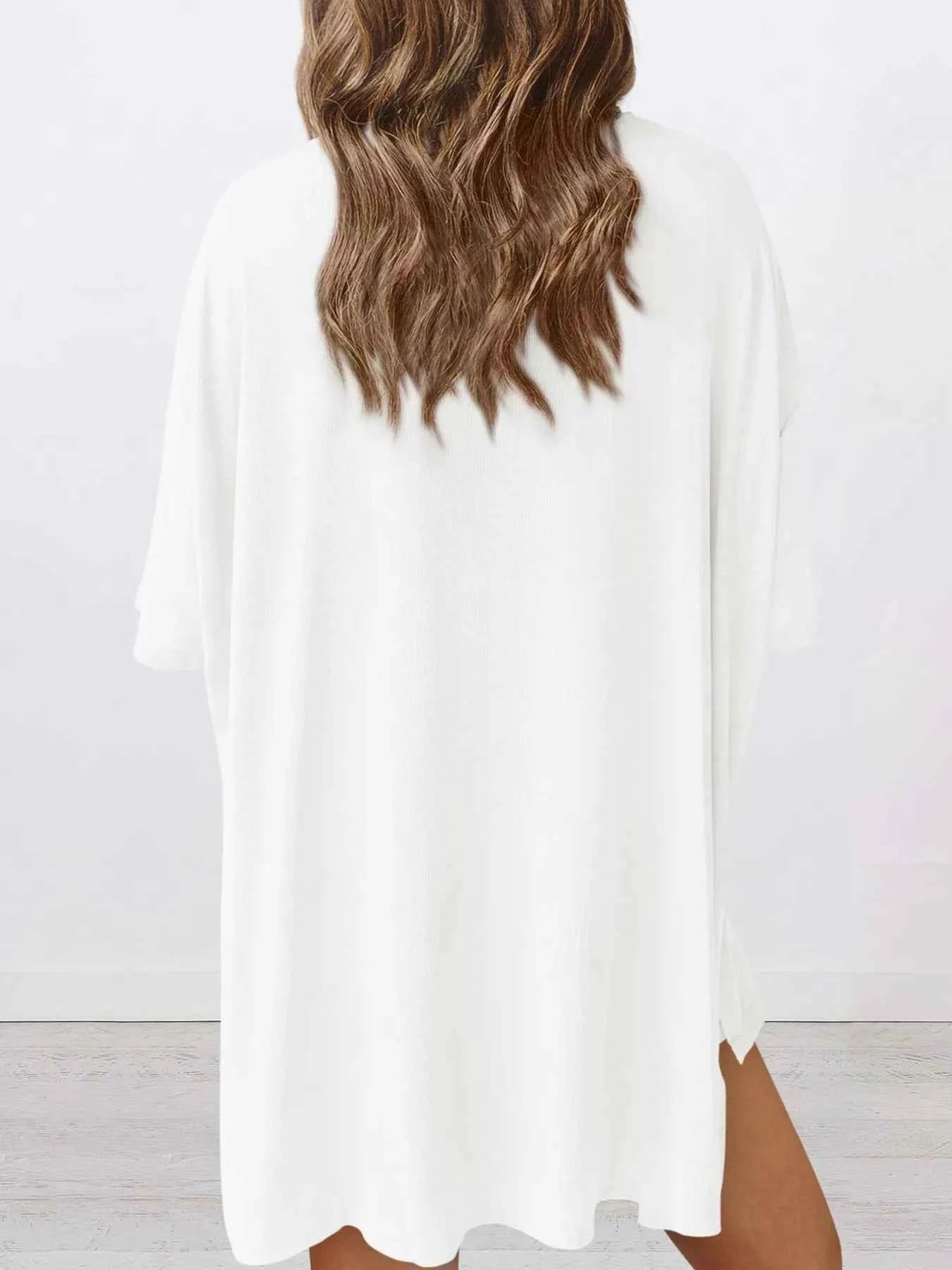Full Size Oversized Slit Round Neck Top and Shorts Lounge Set Plus Size
