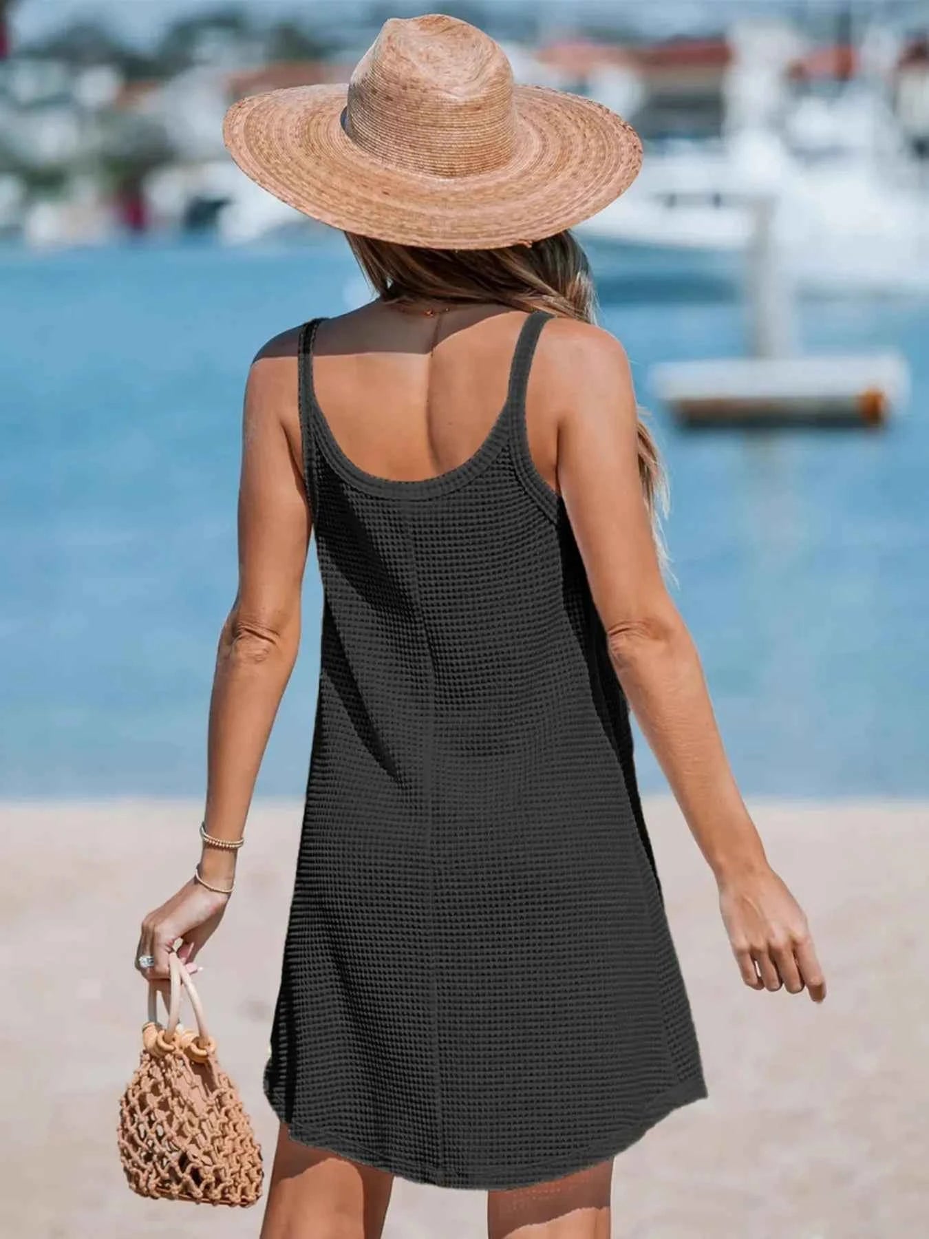 Textured Scoop Neck Cami Dress